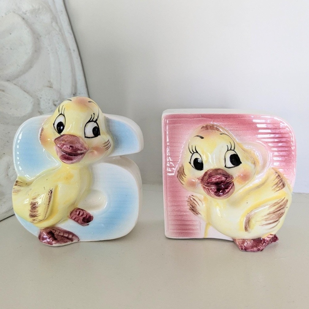Vtg Norcrest? Anthropomorphic Duck Salt Pepper Shakers Japan S & P Set Kitsch